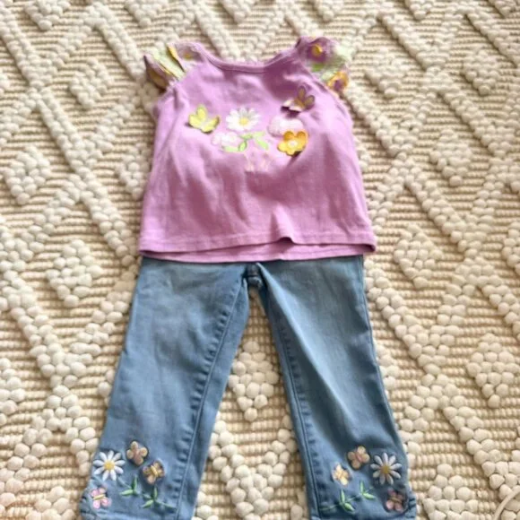 Gymboree Purple Floral and Butterfly Outfit Toddler Girl - Picture 7 of 9